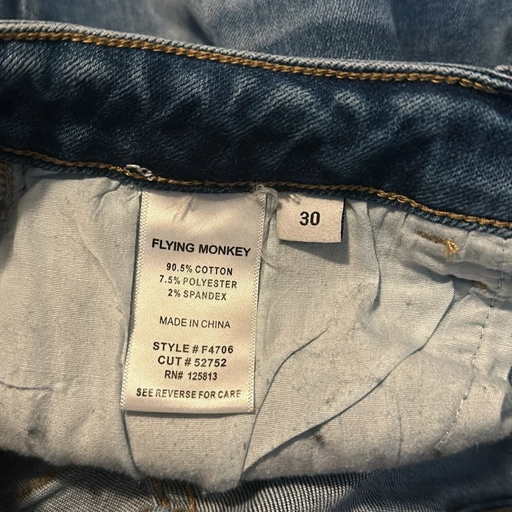 Flying Monkey Distressed Kick Flare Jeans - Picture 5 of 5